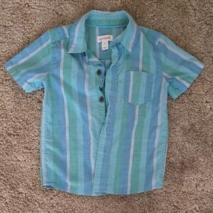 Cat & Jack Blue and Green Striped Button Down Shirt